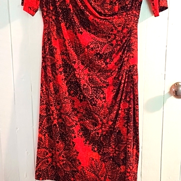 Connected Apparel EUC Red And Black Size 14p Shirred Dress. - Picture 2 of 8